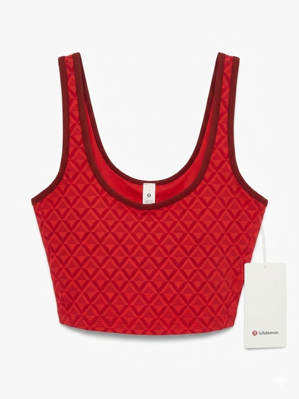 lululemon athletica Red Patterned Scoop Neck Crop Tank